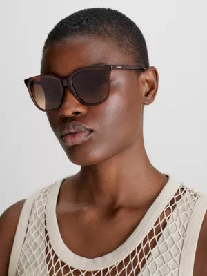 Calvin Klein CK23506S 200 53 Unisex Rectangle Sunglasses - Brown Frame, Brown Lenses