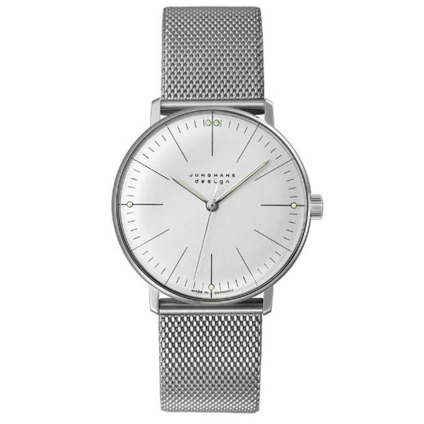 JUNGHANSJunghans Max Bill Handaufzug Men's Watch 027/3004.46 – 34mm Stainless Steel Case, Matte Silver - Plated Dial, Milanaise BraceletWATCHESEcecile