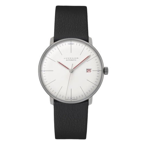 JUNGHANSJunghans Max Bill Automatic Bauhaus 027/4009.02 Men's Watch - 38mm White Dial, Black Leather StrapWATCHESEcecile