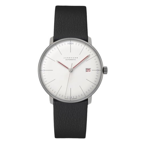 JUNGHANSJunghans Max Bill Automatic Bauhaus 027/4009.02 Men's Watch - 38mm White Dial, Black Leather StrapWATCHESEcecile