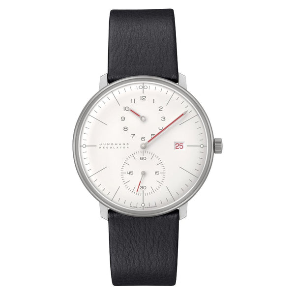 JUNGHANSJunghans Max Bill Regulator Bauhaus 027/4493.02 Men's Watch - 40mm White Dial, Black Leather StrapWATCHESEcecile