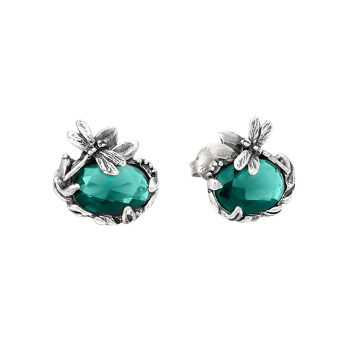 GIOVANNI RASPINIGiovanni Raspini 12084 Dragonfly Eden Earrings – Sterling Silver & Emerald Quartz, 2cmBIJOUXEcecile