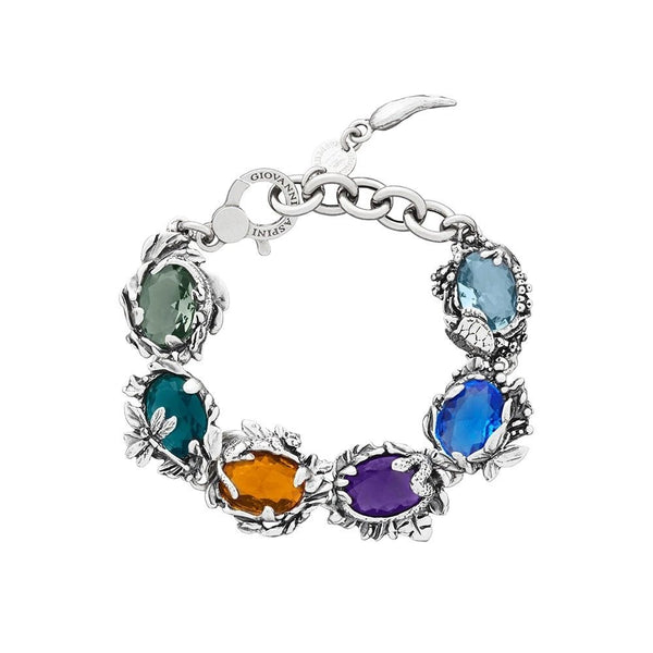 GIOVANNI RASPINIGiovanni Raspini 12091 Eden Animalier Bracelet – Sterling Silver, Multicolor Quartz, 19cmBIJOUXEcecile