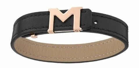MONTBLANCMontblanc M_Gram 128659 Men's Bracelet - Black Leather with Rose Gold - Coated M Logo ClosureLEATHER GOODSEcecile