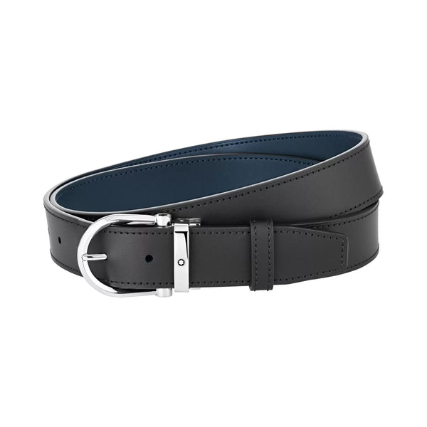 MONTBLANCMontblanc 128784 Black/Blue 35mm Reversible Leather Belt with Horseshoe BuckleLEATHER GOODSEcecile