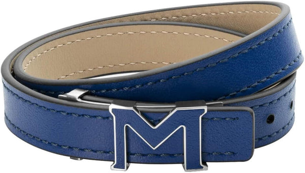 MONTBLANCMontblanc M Logo 129500 Men's Bracelet - Blue Leather Strap, Stainless Steel ClaspLEATHER GOODSEcecile