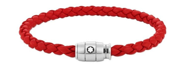 MONTBLANCMontblanc 130903 Red Leather Bracelet with Stainless Steel Triple - Ring ClaspLEATHER GOODSEcecile