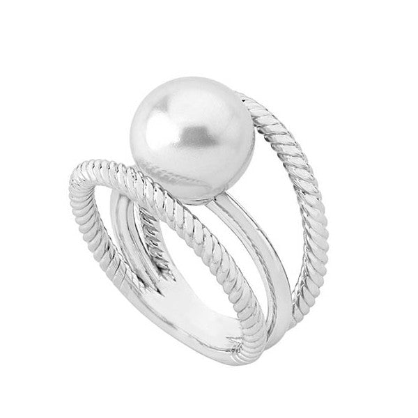 MAJORICAMajorica 14338.01.2.913.010.1 Women's Ring – Rhodium - Plated Silver, 10mm White Pearl, Zirconia Accents, Size 17BIJOUXEcecile