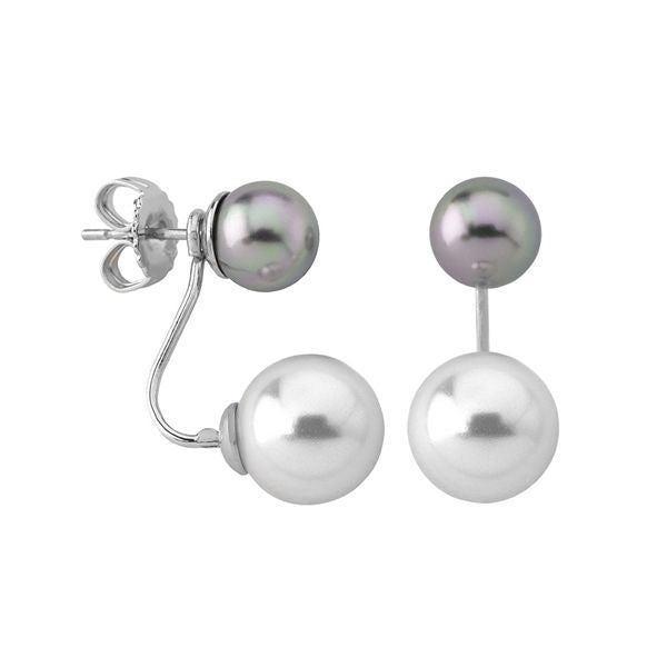 MAJORICAMajorica 14994.52.2.000.010.1 Women's Earrings – Rhodium - Plated Silver, 8mm & 10mm White Pearls, Double - Sided DesignBIJOUXEcecile