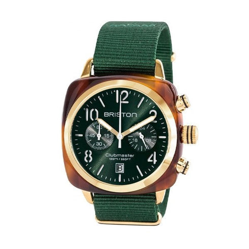 BRISTONBriston Clubmaster Classic Chronograph 40mm British Green Dial Watch 15140.PYA.T.10.NBGWATCHESEcecile