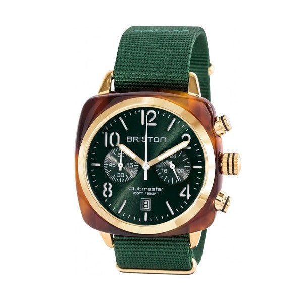 BRISTONBriston Clubmaster Classic Chronograph 40mm British Green Dial Watch 15140.PYA.T.10.NBGWATCHESEcecile