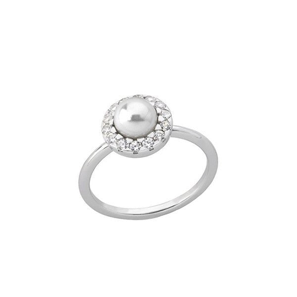 MAJORICAMajorica 15256.01.2.911.010.1 Women's Ring – Rhodium - Plated Silver, 10mm White Pearl, Zirconia Halo, Size 17BIJOUXEcecile