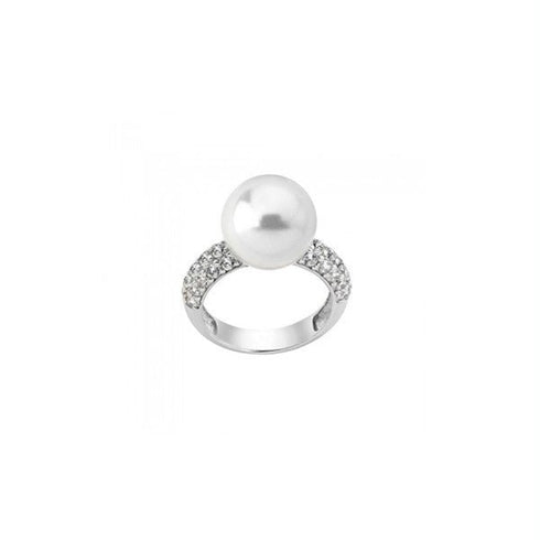 MAJORICAMajorica 15613.01.2.917.010.1 Women's Ring – Rhodium - Plated Silver, 10mm Grey Pearl, Zirconia Accents, Size 17BIJOUXEcecile