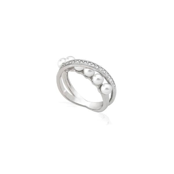 MAJORICAMajorica 16047.01.2.917.010.1 Women's Ring – Rhodium - Plated Silver, Grey Pearls, Zirconia Accents, Size 17BIJOUXEcecile