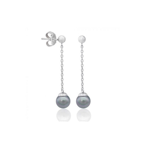 MAJORICAMajorica 16472.03.2.000.010.1 Women's Earrings – Rhodium - Plated Silver, 8mm Grey Pearls, Drop DesignBIJOUXEcecile