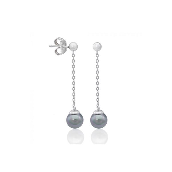 MAJORICAMajorica 16472.03.2.000.010.1 Women's Earrings – Rhodium - Plated Silver, 8mm Grey Pearls, Drop DesignBIJOUXEcecile