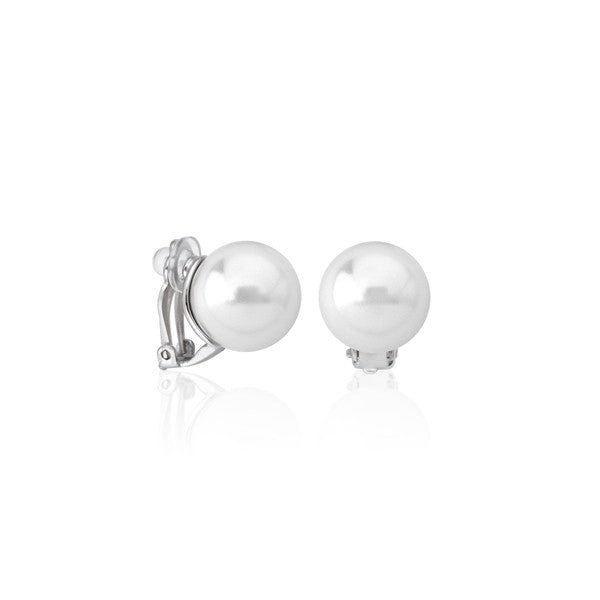 MAJORICAMajorica 16480.01.2.000.010.1 Women's Earrings – Rhodium - Plated Silver, 14mm White Pearls, Clip - OnBIJOUXEcecile