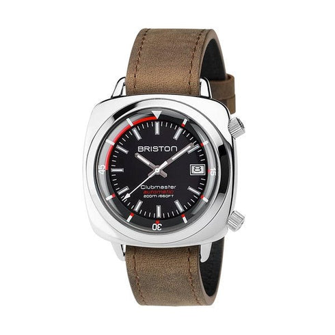 BRISTONBriston Clubmaster Diver Automatic Watch 42mm Black Dial Brown Leather Strap 17642 - PS - D - 1 - LVBRWATCHESEcecile