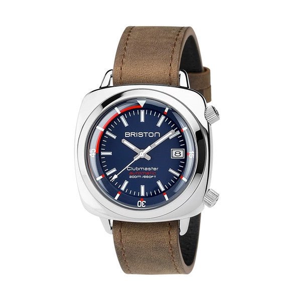 BRISTONBriston Clubmaster Diver Automatic Watch 42mm Navy Blue Dial Brown Leather Strap 17642.PS.D.15.LVBRWATCHESEcecile