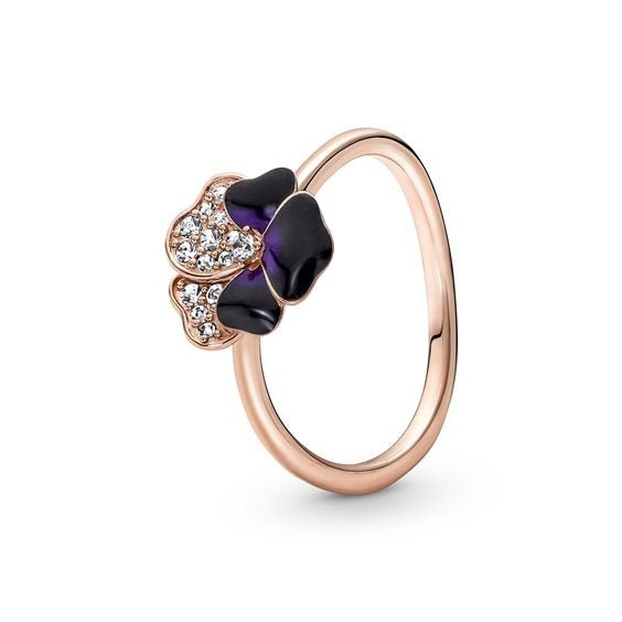 PANDORAPandora 180764C01 - 54 Deep Purple Pansy Flower Ring - 14k Rose Gold - Plated, Size 54BIJOUXEcecile