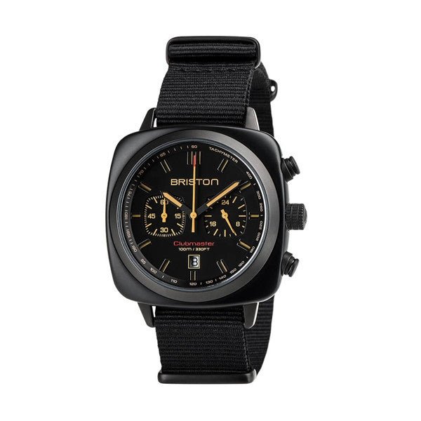 BRISTONBriston Clubmaster Sport Chronograph 42mm Black Dial Black NATO Strap Watch 18142.PBAM.BS.4.NBWATCHESEcecile