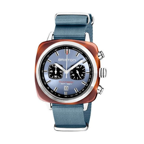 BRISTONBriston Clubmaster Sport Chronograph 42mm Ice Blue Dial Blue NATO Strap 20142.SA.TS.25.NIBWATCHESEcecile