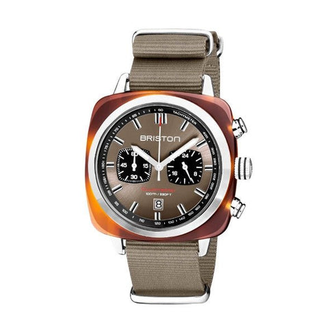BRISTONBriston Clubmaster Sport Chronograph 42mm Grey Taupe Dial Grey NATO Strap 20142.SA.TS.30.NTWATCHESEcecile