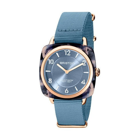 BRISTONBriston Clubmaster Chic 36mm Ice Blue Dial Interchangeable NATO Strap 21536.PRA.UB.25.NIBWATCHESEcecile