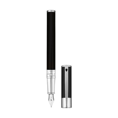 DUPONTS.T. Dupont D - Initial Fountain Pen Model 260203 - Black Lacquer and Chrome FinishPENEcecile