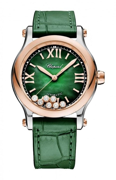 CHOPARDChopard Happy Sport 36mm Automatic Women's Watch, Green Mother - of - Pearl Dial, Floating DiamondsWATCHESEcecile