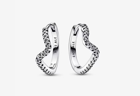 PANDORAPandora 292545C01 Sparkling Wave Hoop EarringsBIJOUXEcecile