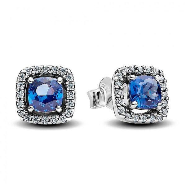 PANDORAPandora 293551C01 Sparkling Square Blue Halo Stud Earrings - Sterling Silver, Blue CrystalBIJOUXEcecile
