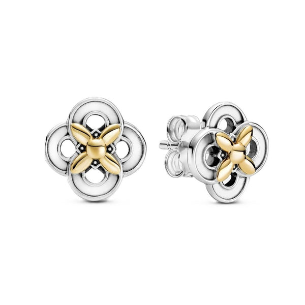 PANDORAPandora 299349C00 Two - Tone Flower Stud Earrings - Sterling Silver & 14k GoldBIJOUXEcecile