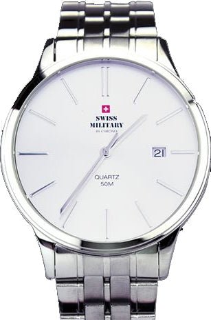 SWISS MILITARYSwiss Military by Chrono 32043.02 Men's Quartz Watch, White Dial, Stainless Steel BraceletWATCHESEcecile