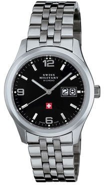 SWISS MILITARYSwiss Military by Chrono 34004.01 Men's Quartz Watch, Black Dial, Stainless Steel BraceletWATCHESEcecile