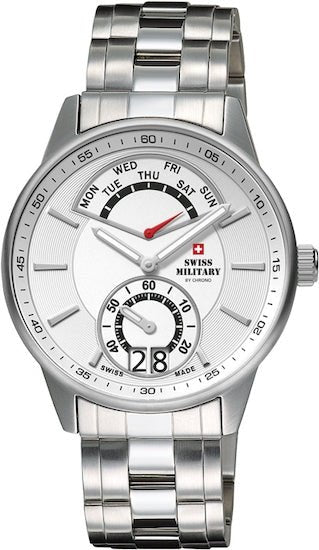 SWISS MILITARYSwiss Military by Chrono 34037.02 Men's Quartz Watch, Silver Dial, Stainless Steel BraceletWATCHESEcecile