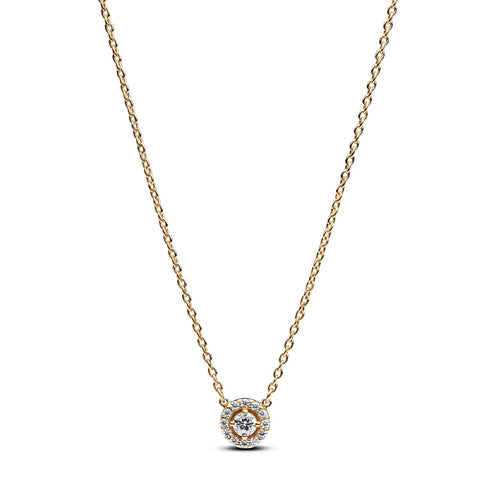 PANDORAPandora 363548C01 - 45 Round Pavé Halo Pendant Necklace - 14k Gold - Plated, 45 cmBIJOUXEcecile