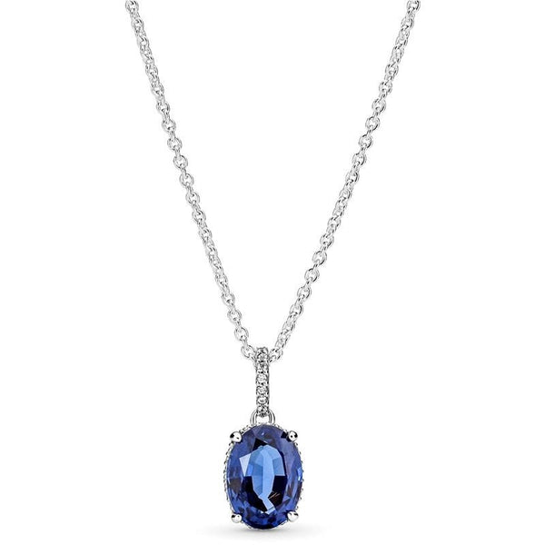 PANDORAPandora 390055C01 - 45 Sparkling Halo Pendant Necklace – Sterling Silver, Blue Crystal, 45cmBIJOUXEcecile