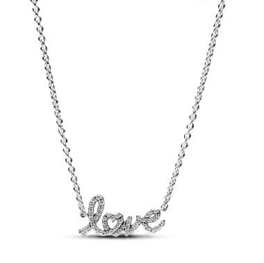 PANDORAPandora 393076C01 - 45 Sparkling Handwritten Love Necklace - Sterling Silver, 45 cmBIJOUXEcecile