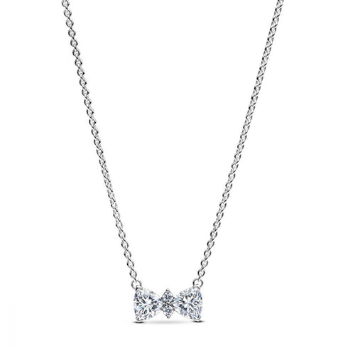 PANDORAPandora Sparkling Bow Necklace 393509C01 - 45 - Sterling Silver, Cubic Zirconia, 45cmBIJOUXEcecile