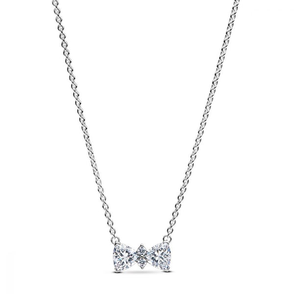 PANDORAPandora Sparkling Bow Necklace 393509C01 - 45 - Sterling Silver, Cubic Zirconia, 45cmBIJOUXEcecile