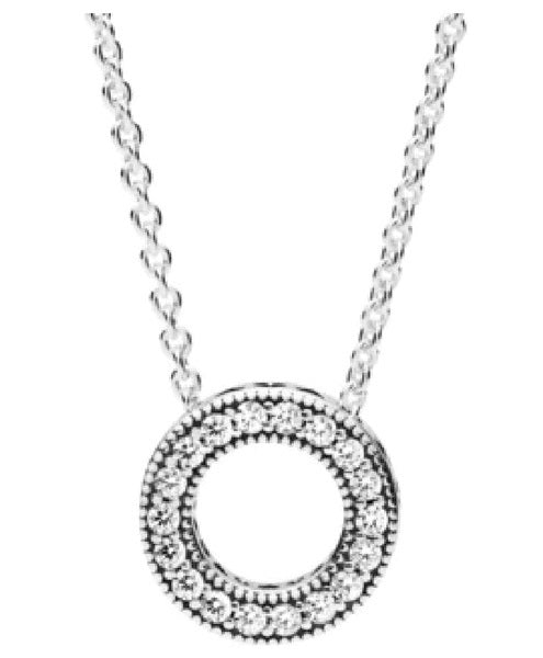 PANDORAPandora 397436CZ - 45 Logo Pavé Circle Collier Necklace - Sterling Silver with Clear Cubic Zirconia, 45 cmBIJOUXEcecile