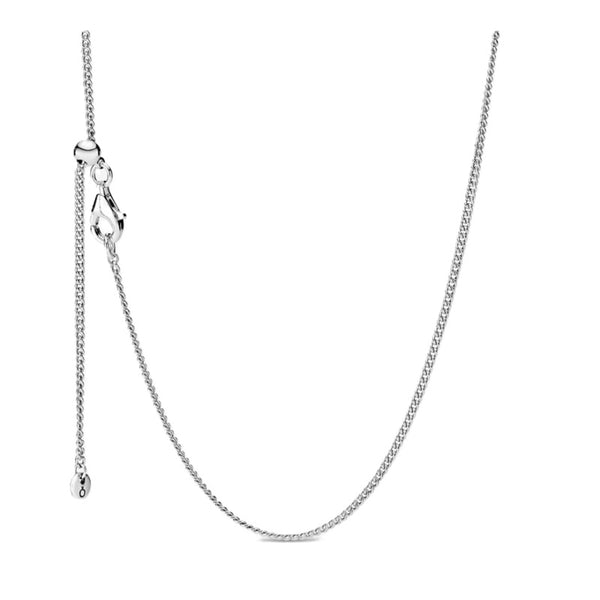 PANDORAPandora 398283 - 60 Sterling Silver Curb Chain Necklace - Adjustable 60cm Sliding ClaspBIJOUXEcecile