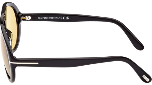 TOM FORDTom Ford Camillo FT0988‑01E Pilot Sunglasses – 60 mm Black Acetate Frame, Amber Lenses, UV400 ProtectionEYEWEAREcecile