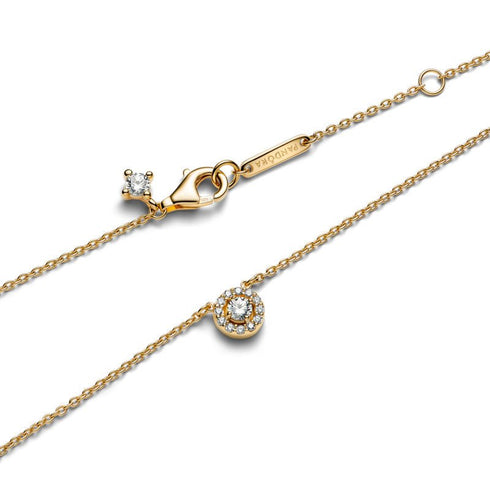 PANDORAPandora 363548C01 - 45 Round Pavé Halo Pendant Necklace - 14k Gold - Plated, 45 cmBIJOUXEcecile