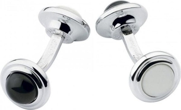DUPONTS.T. Dupont Classic Reversible Cufflinks Model 5134 - Palladium Finish, Onyx and Mother - of - PearlBIJOXEcecile