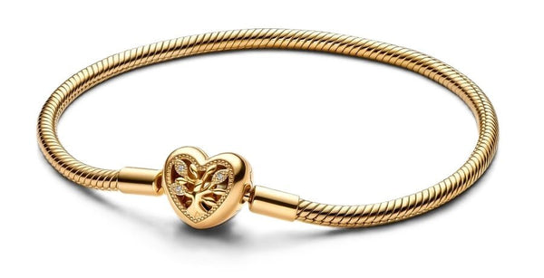 PANDORAPandora Family Tree Heart Clasp Snake Chain Bracelet 563516C01 - 19 - 14k Gold - Plated, Cubic Zirconia AccentsBIJOUXEcecile