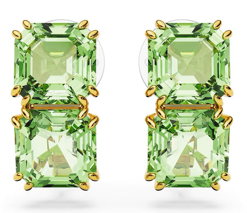 SWAROVSKISwarovski 5654559 Millenia Clip Earrings - Square Cut Green Crystals, Gold - Tone PlatedBIJOUXEcecile