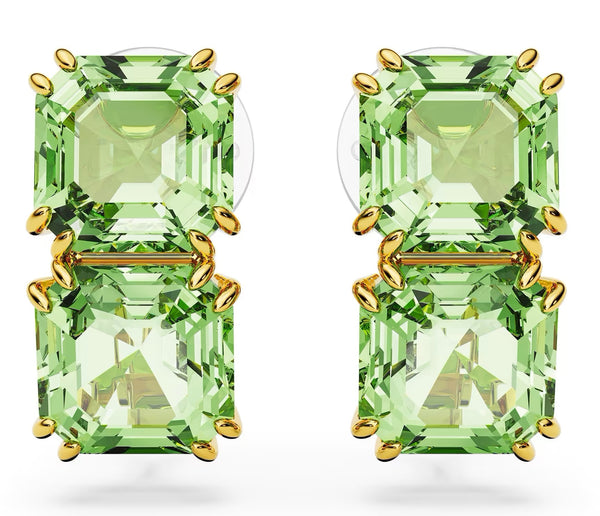 SWAROVSKISwarovski 5654559 Millenia Clip Earrings - Square Cut Green Crystals, Gold - Tone PlatedBIJOUXEcecile