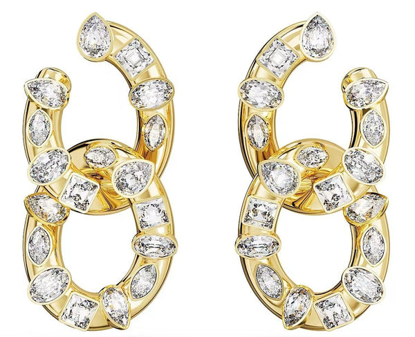 SWAROVSKISwarovski 5663263 Dextera Hoop Earrings - Mixed Cuts, Interlocking Loops, Gold - Tone PlatedBIJOUXEcecile